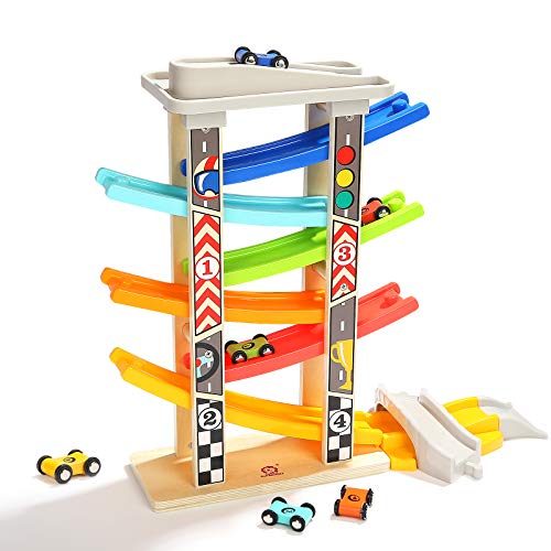 TOP BRIgHT Toddler car Track Toys for Boy 2 Year Old gifts with car Ramps 6 Wood Carousel 1