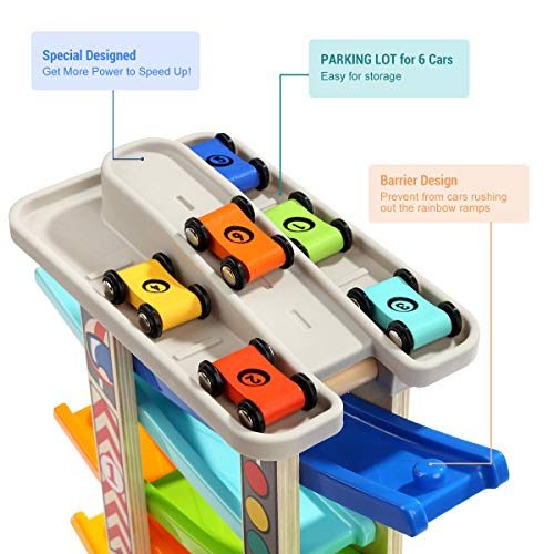 TOP BRIgHT Toddler car Track Toys for Boy 2 Year Old gifts with car Ramps 6 Wood Carousel 2