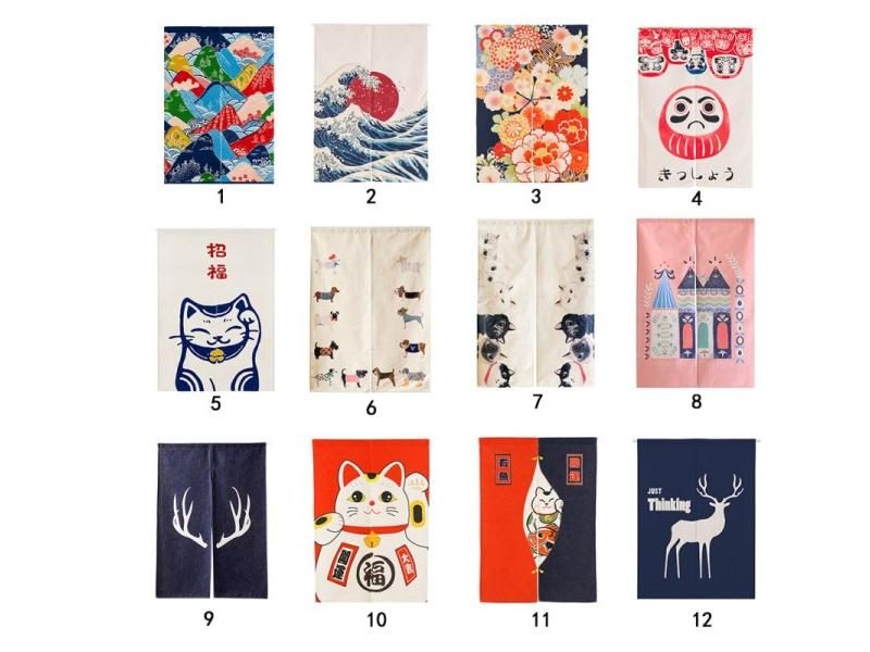 Japanese Noren Half Open Door Curtain Tapestry Screens Cotton Linen Hanging Carousel 2