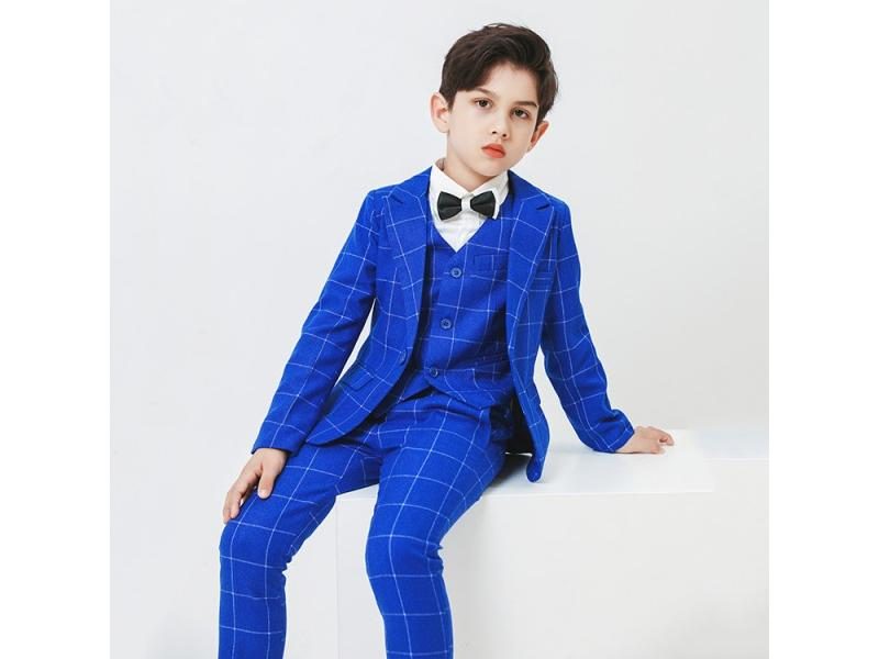 Flower Boys Jackets Vest Pants 3pcs Suits Kids Blazer Formal Wedding Dress Carousel 1