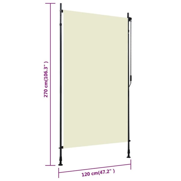 Outdoor Roller Blind 120X270 Cm Cream Blinds & Shades Carousel 2