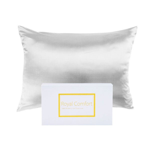 Royal Comfort Pure Silk Pillow Case 100% Mulberry Hypoallergenic Pillowcase Silv Carousel 1