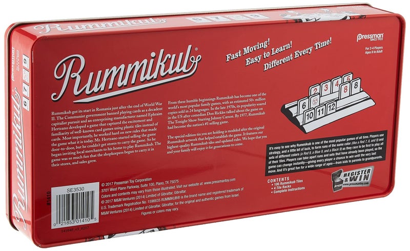 Rummikub in Retro Tin - The Original Rummy Tile Game by Pressman Red, 5" Carousel 2