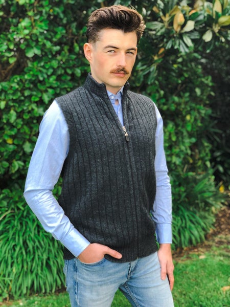 Possum Merino Men's Rib Zip Vest Carousel 2