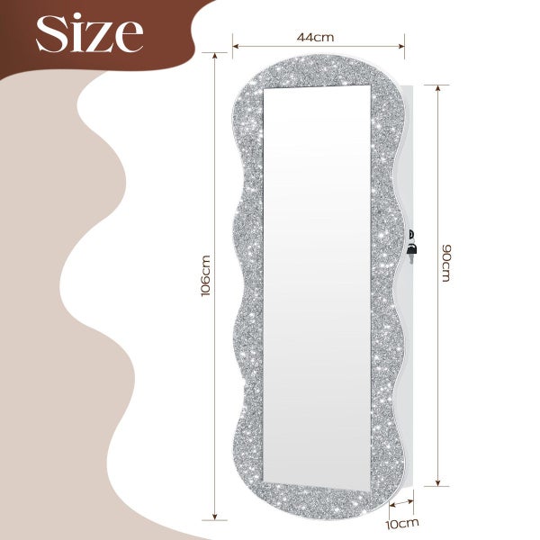 Lockable Mirror Cabinet Jewellery Box Armoire Door Wall Carousel 2