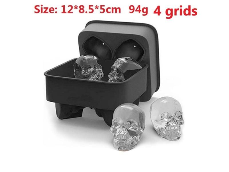 3D Skull Ice Cube Silicone Mold For Halloween Bar Parties Carousel 1