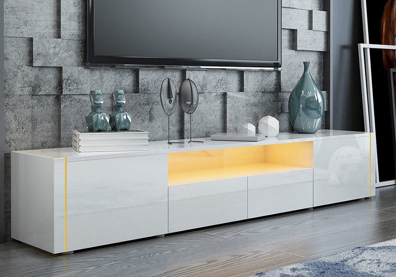 TV Stand Wooden LED Light Cabinet with 2 Doors & 2 Drawers 205CM Carousel 1