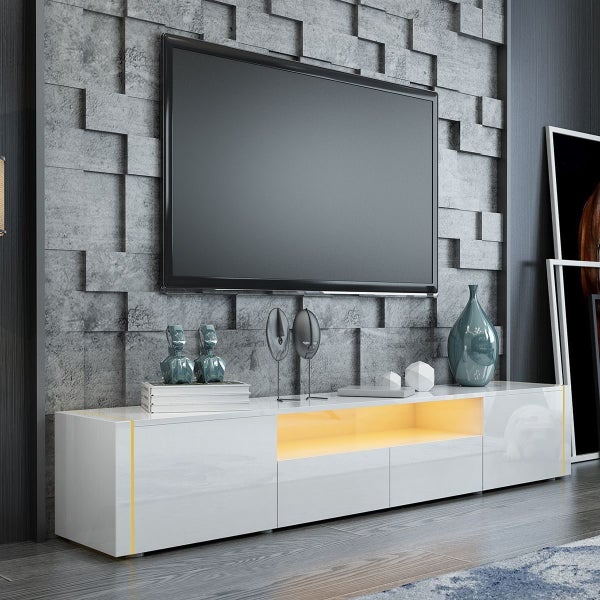 TV Stand Wooden LED Light Cabinet with 2 Doors & 2 Drawers 205CM Carousel 2