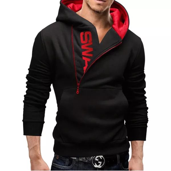 Mans Spring And Autumn Hoodies Letter Fleece Hooded Sweatshirt Patchwork Color Carousel 1