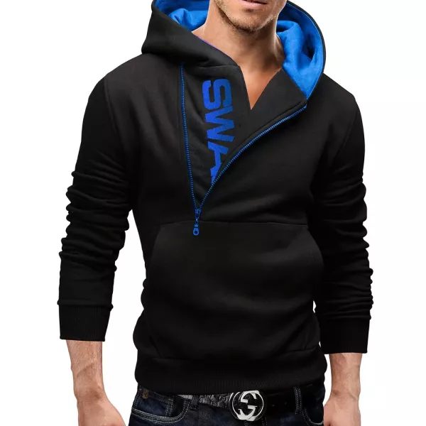 Mans Spring And Autumn Hoodies Letter Fleece Hooded Sweatshirt Patchwork Color Carousel 2