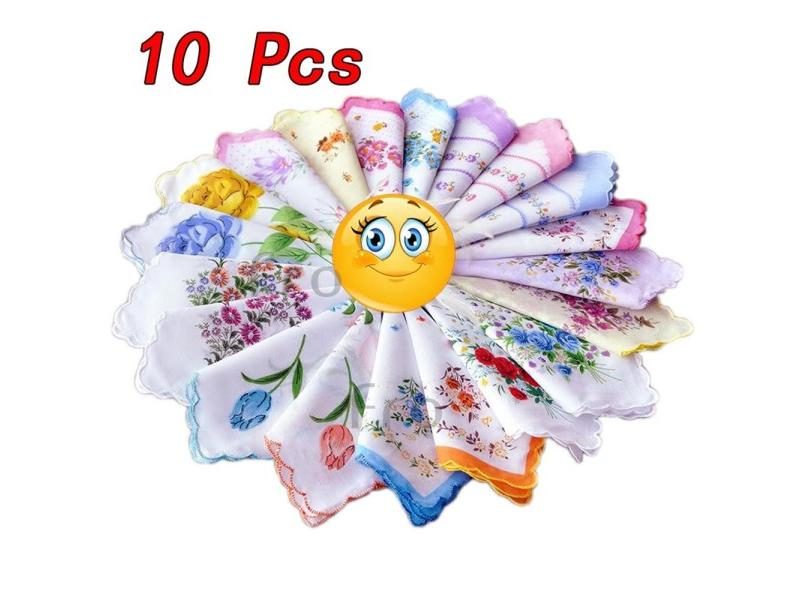 10 Pcs Vintage Women's Hankies With Embroidered Butterfly Lace Flower Carousel 2