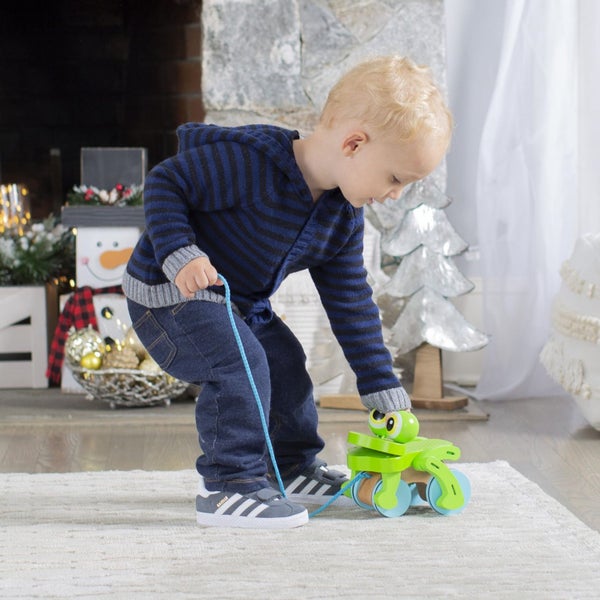 Melissa & Doug First Play Frolicking Frog Wooden Pull Toy - Developmental Duck P Carousel 2