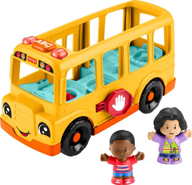 Fisher-Price Little People Toddler Toy School Bus Musical Push-Along Vehicle wit Carousel 1