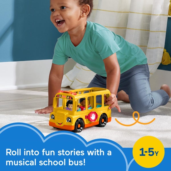 Fisher-Price Little People Toddler Toy School Bus Musical Push-Along Vehicle wit Carousel 2