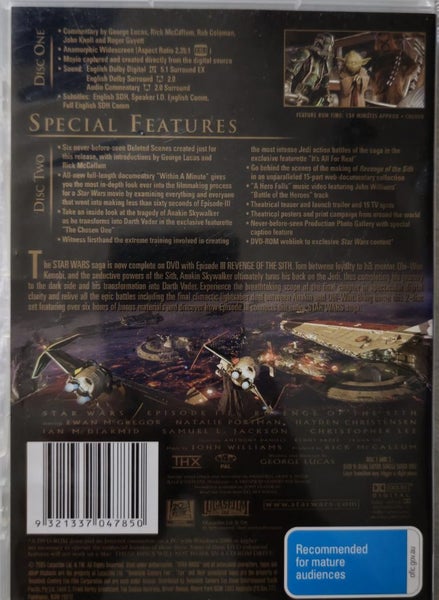 STARWARS 3 REVENGE OF THE SITH MOVIE DVD Carousel 2