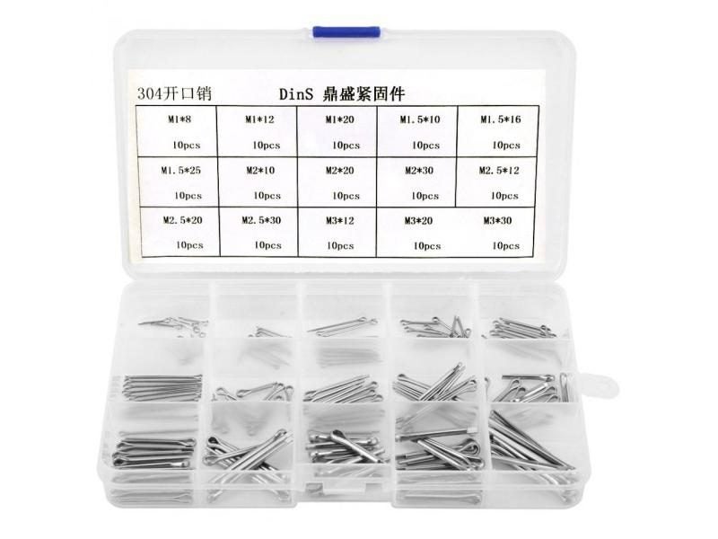 150Pcs/set Split Cotter Pins W/ Box Stainless Steel Split-Cotter Fastening Pin Carousel 1
