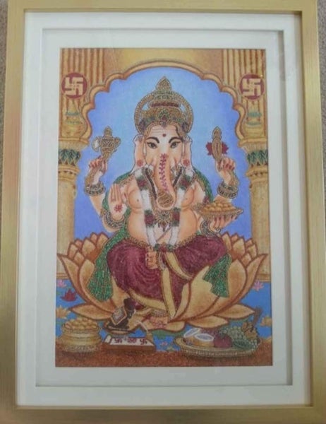 Gemstones Painting - Ganesha - Hand-Made with Genuine Gemstones Carousel 2