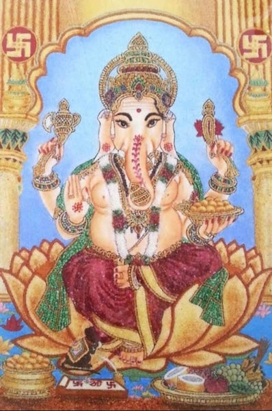 Gemstones Painting - Ganesha - Hand-Made with Genuine Gemstones Carousel 1