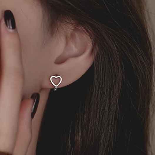 Silver Huggie Heart Earrings "Amanda" Carousel 1