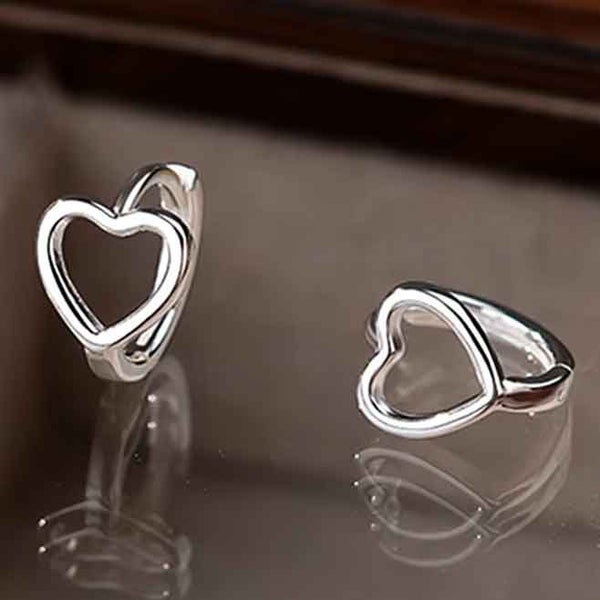Silver Huggie Heart Earrings "Amanda" Carousel 2