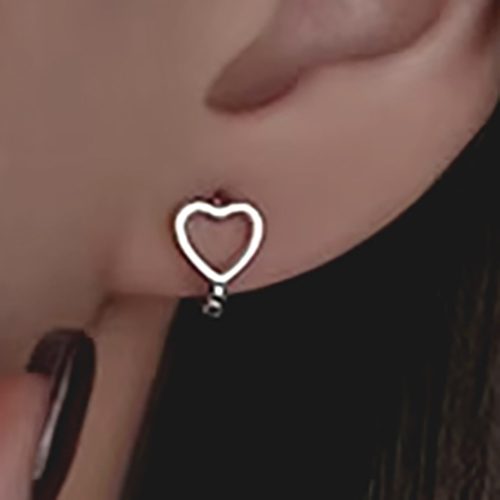 Silver Huggie Heart Earrings "Amanda" Carousel 5