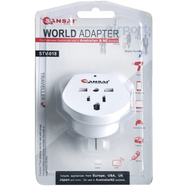Sansai STV-018 Inbound Travel Adapter - US / UK / EU to AU / NZ Plug Single Pack Carousel 2