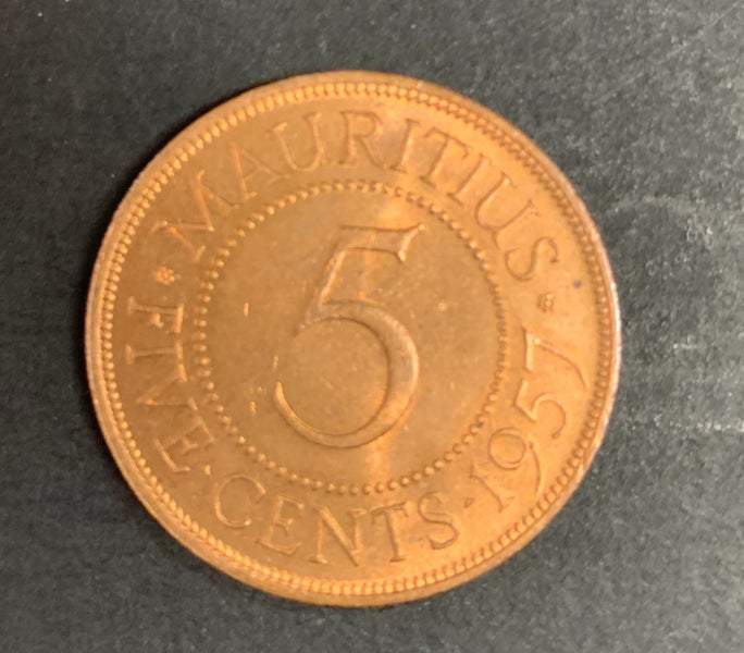 MAURITIUS 1957 5 Cents coin UNC Carousel 1