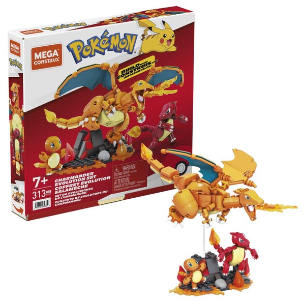 MEGA Pok?on Action Figure Building Toys for Kids, Charmander Evolution Set with Carousel 1