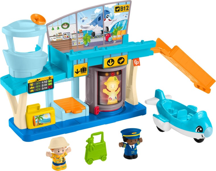 Fisher-Price Little People Toddler Toy Everyday Adventures Airport Playset with Carousel 2