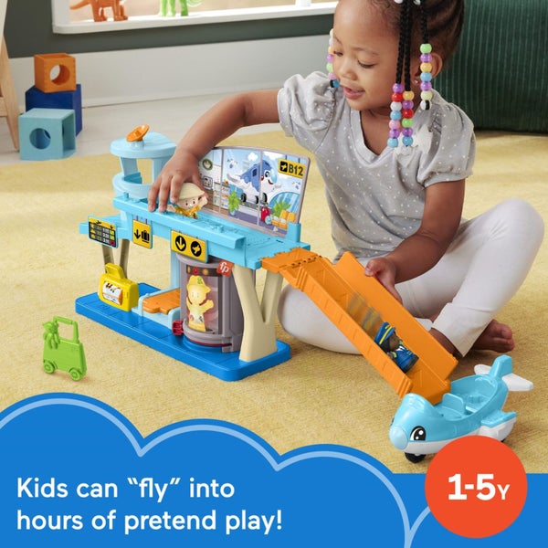 Fisher-Price Little People Toddler Toy Everyday Adventures Airport Playset with Carousel 3