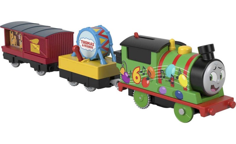 Thomas & Friends Motorized Toy Train Party Percy Battery-Powered Engine with Dru Carousel 1