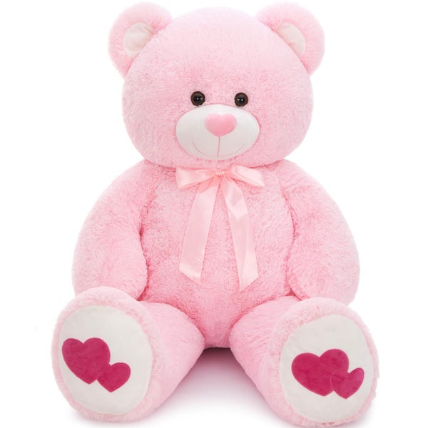MaoGoLan Giant Pink Teddy Bear Plush 42", "Heart Footprints and Heart Nose, Larg Carousel 1