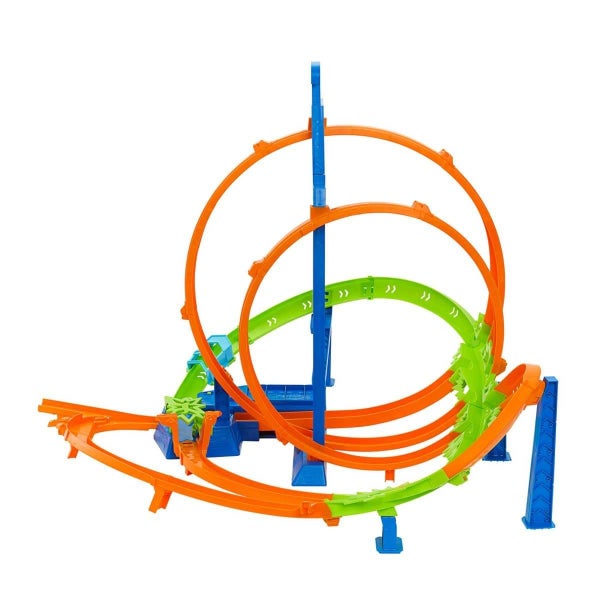Hot Wheels Track Set, Epic Crash Dash with 5 Crash Zones, Motorized Booster and Carousel 2