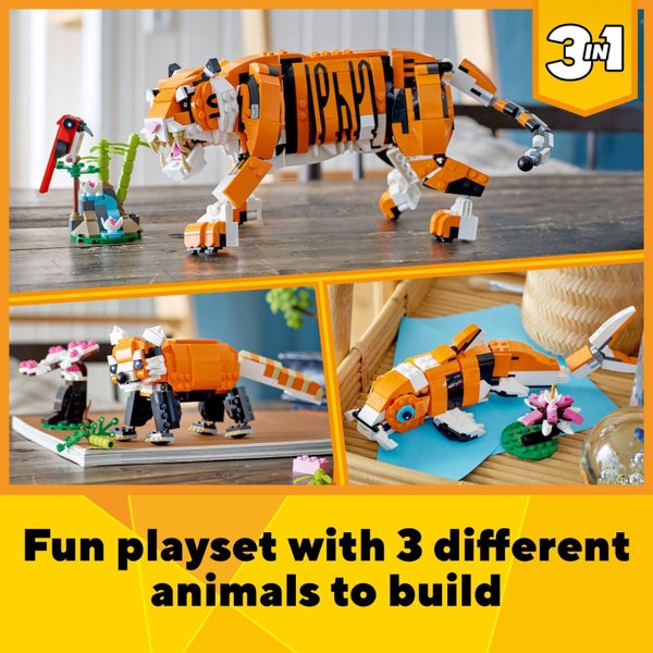 LEGO Creator 3 in 1 Majestic Tiger Building Set, Transforms from Tiger to Panda Carousel 3