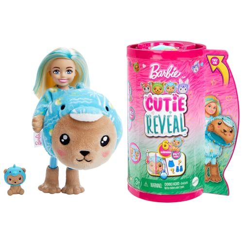Barbie Cutie Reveal Chelsea Doll & Accessories, Animal Plush Costume & 6 Surpris Carousel 1