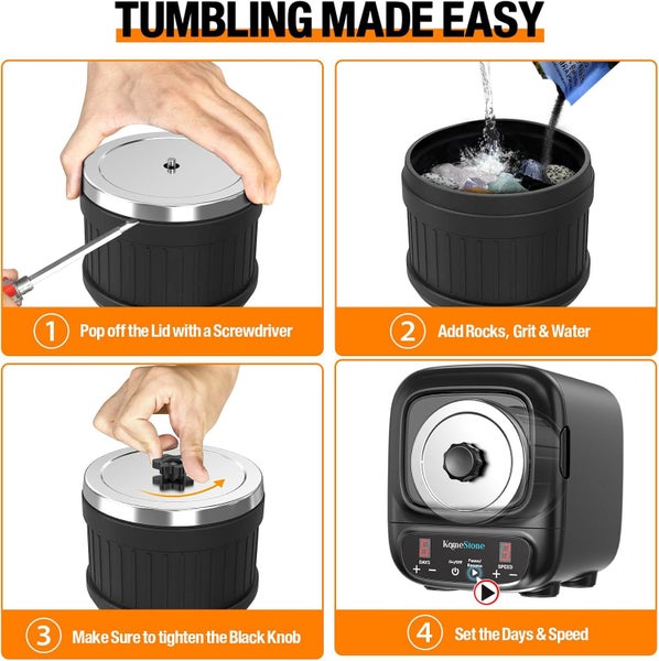 KomeStone Advanced Professional Rock Tumbler Kit Carousel 6