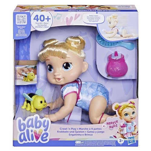 Baby Alive Crawl 'n Play Harper Hugs Electronic Crawling Baby Doll Set, Blonde H Carousel 1