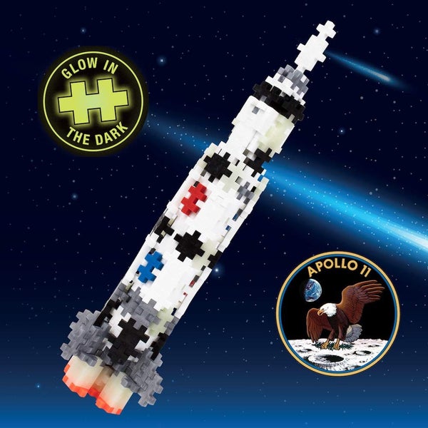 PLUS PLUS - Mini Maker Tube - Saturn V Rocket, Apollo 11 Space Playset - 240 Pie Carousel 2