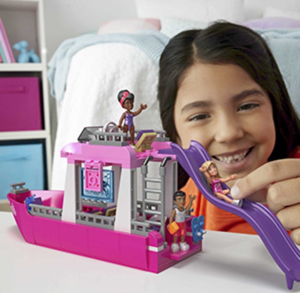 Mega Barbie Kids Building Toy Set, Malibu Dream Boat with 317 Pieces, 2 Micro-Do Carousel 2