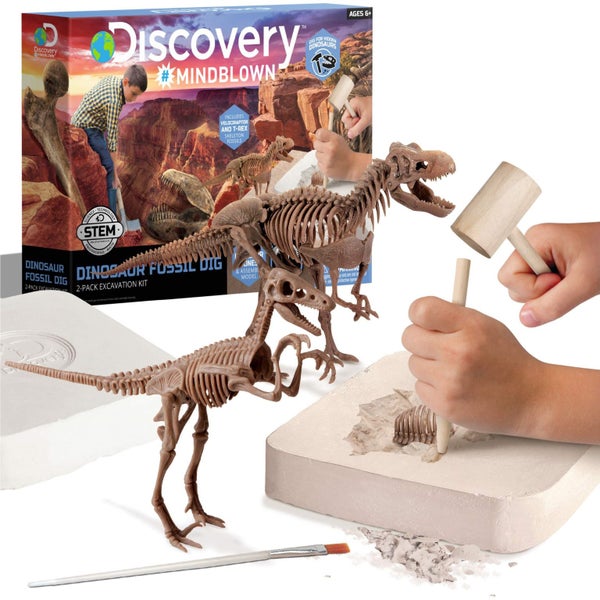 Discovery #MINDBLOWN Dinosaur Fossil Dig Excavation Kit, 15-Piece T-Rex & 10-Pie Carousel 1