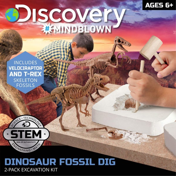 Discovery #MINDBLOWN Dinosaur Fossil Dig Excavation Kit, 15-Piece T-Rex & 10-Pie Carousel 2