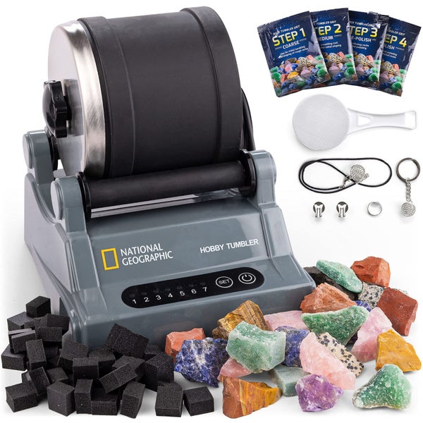 NATIONAL GEOGRAPHIC Hobby Rock Tumbler Kit - Durable Leak-Proof Rock Polisher wi Carousel 1