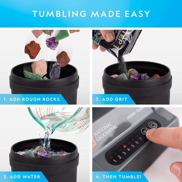 NATIONAL GEOGRAPHIC Hobby Rock Tumbler Kit - Durable Leak-Proof Rock Polisher wi Carousel 2