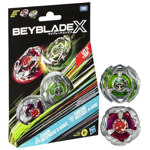 Beyblade X Chain Incendio 5-60HT and Arrow Wizard 4-60N Top Dual Pack Set Carousel 1