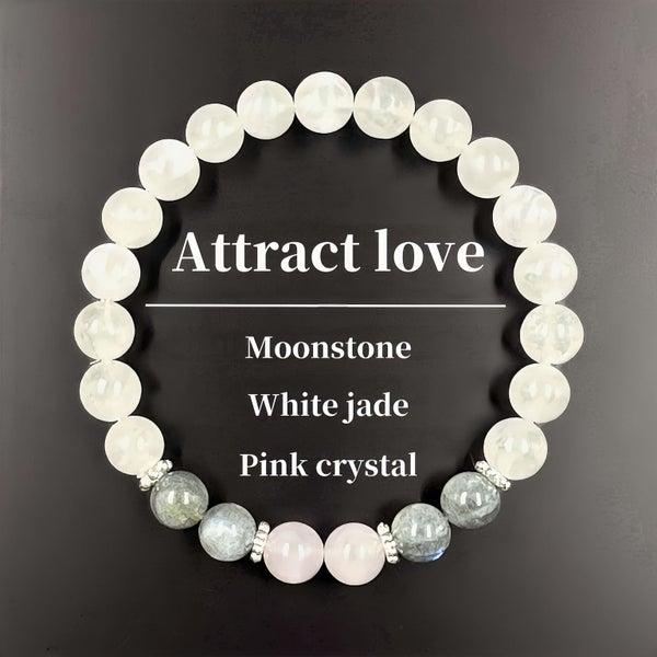 Women's Bracelet White Crystal Pink Crystal Grey Moonstone Bracelet Carousel 1