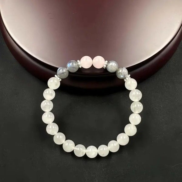 Women's Bracelet White Crystal Pink Crystal Grey Moonstone Bracelet Carousel 2