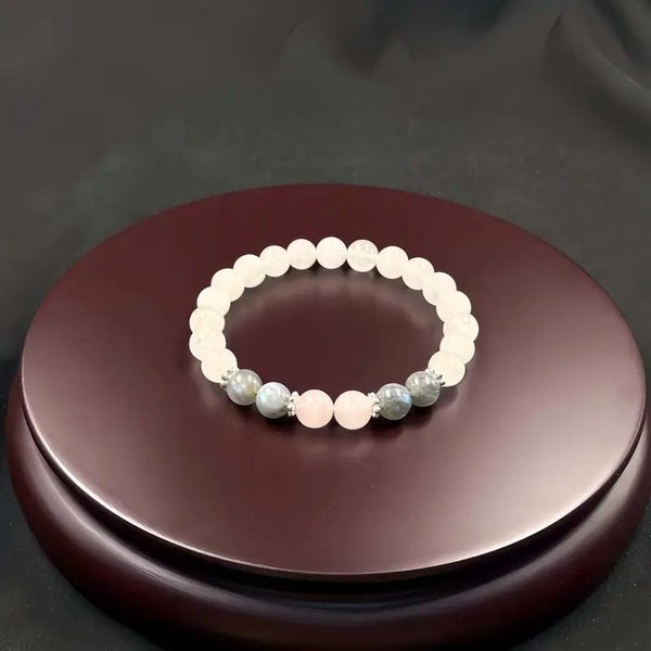 Women's Bracelet White Crystal Pink Crystal Grey Moonstone Bracelet Carousel 9