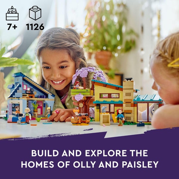 LEGO Friends Olly and Paisley's Family Houses Toy for Kids with 5 Mini-Doll Figu Carousel 2