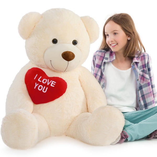 MaoGoLan Giant Teddy Bear 52" - I Love You Red Heart Big White Stuffed Animal - Carousel 1