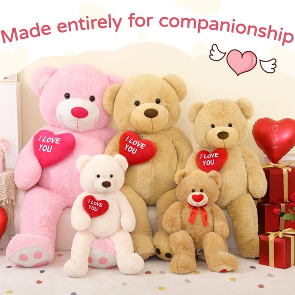MaoGoLan Giant Teddy Bear 52" - I Love You Red Heart Big White Stuffed Animal - Carousel 2